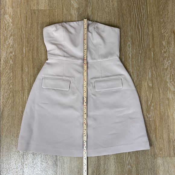 Commense Strapless pocket front Fit and Flare structured Beige Tan Mini Dress S - Picture 7 of 9